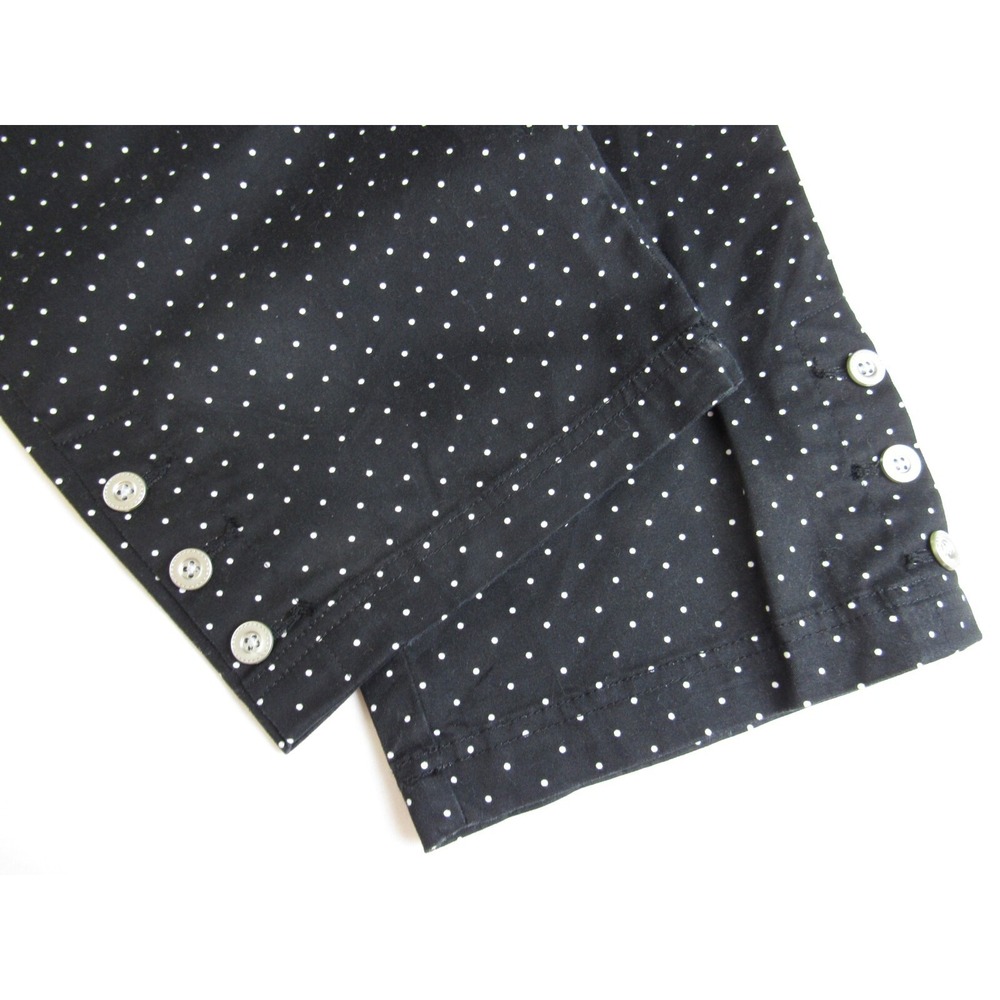 Karen Scott Crop Pants Black w/White Polka Dots & Metal Buttons Women's Size 8